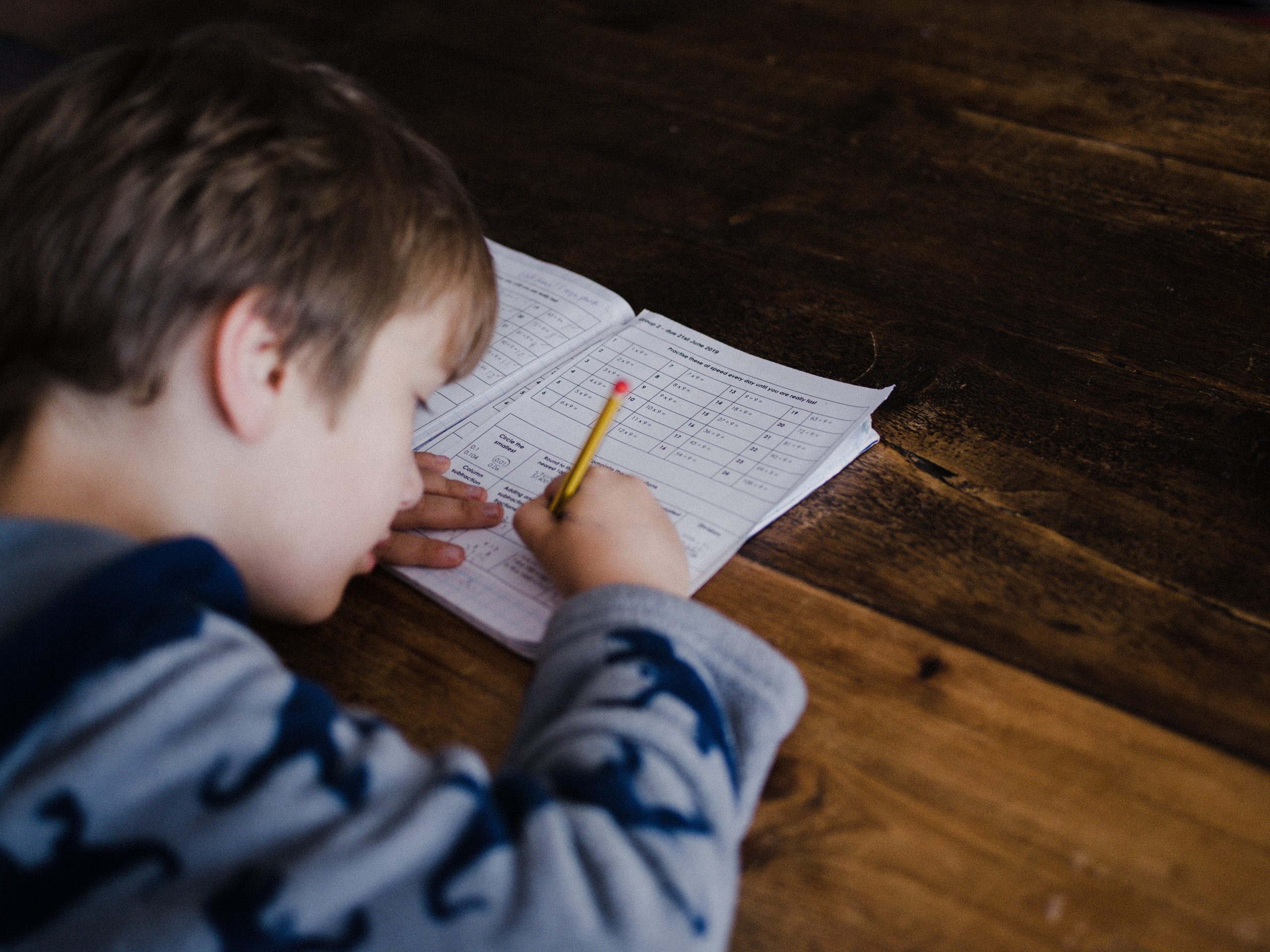 student taking test