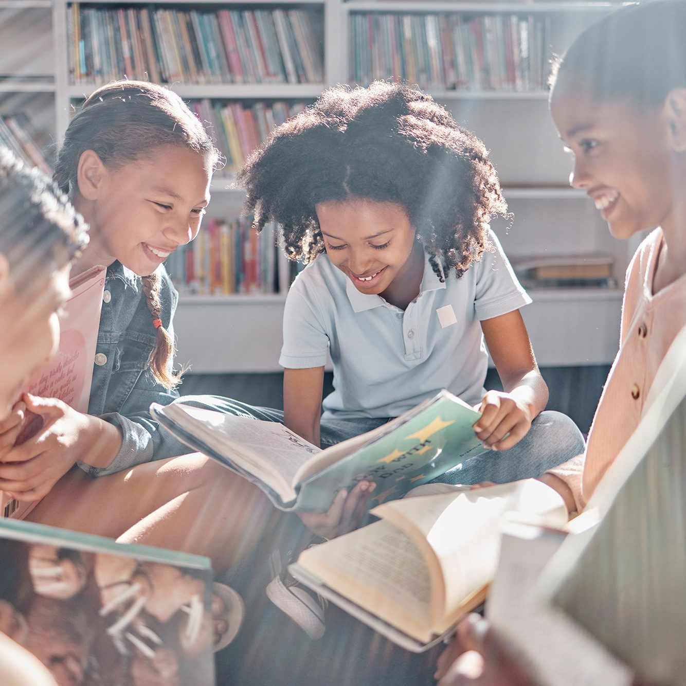 Students reading in circle